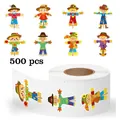 Rollo de 500 pegatinas de espantapájaros de dibujos animados para decoración DIY - Estilo C852 / 500 Pegatinas/Rollo