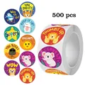 Roll of 500 cute cartoon animal reward stickers for children and teachers - Cartoon Reward Stickers (C91) / 500 Pieces/Pack / Multicolor Animal Set C91