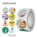 Roll of 500 pieces 1-inch cartoon animal reward stickers for teachers and children - Multicolor Animal Set C132