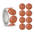 Vue détaillée d'autocollants réalistes à motif de basket-ball en rouleau pour enfants. - Ballon de basket / 500 Pièces/Paquet (2.5cm)