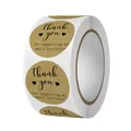 Close-up detail of kraft paper thank you stickers in a roll showing paper texture - Thank You Style A (C51A) / 25mm 500 Pcs/Roll