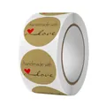 Close-up of kraft paper handmade with love stickers on a roll for packaging - Handmade Style B (C51B) / 25mm 500 Pcs/Roll
