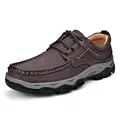 Dunkelbraune Herren Loafer in Übergröße aus Leder mit robuster, rutschfester Sohle - 40 / Schnürstil / Dunkelbraun