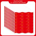 Wavy Chinese national flag stickers for face and body decoration, pack of 21 decals - Streamer Style / 21 Stickers Per Sheet (16*18.5cm)