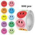 Multi-color roll of 500 smiley face reward stickers for DIY packaging and sealing - C1034 Style / 25mm 500 Pcs/Roll
