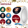 Detailed view of 500pcs Christmas stickers roll with 1-inch Santa Claus designs. - Santa Claus Series (C940) / 500Pcs/Roll (2.5cm)