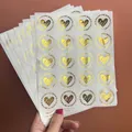 Premium gold heart shaped envelope seal stickers with wreath pattern on transparent sheet - Heart Flower Wreath Style / 20 Pieces / C549 Transparent Gold