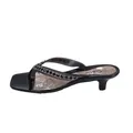 Eleganti sandali infradito neri da donna con tacco a spillo basso e dettagli borchie - 36 / Stile Infradito Tacco Piccolo (XD-2601) / Nero