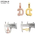 Pendentif lettre D hip hop personnalisé en argent S925 moissanite avec ses mesures - Pendentif Lettre D (FP2206-D) / Or / Lettre D