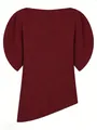 Élégant haut bordeaux à manches bouffantes avec ourlet asymétrique et zip au dos - XS / Bordeaux