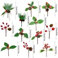 Guide des tailles détaillé pour diverses tiges de baies de Noël décoratives - Style Pomme de Pin (S205) / Lot de 12