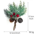 Dimensioni dettagliate per ramo di pino natalizio artificiale decorato con bacche rosse - Pine Cone Style (S209) / 1 Pezzo