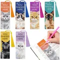 Segnalibri gatto con pittura a diamante 5D fai-da-te in pelle PU con nappe colorate - Stile 11 (Tema Gatto Realistico - Set da 6) / Confezione da 6 (Include Cordino e Nappina)