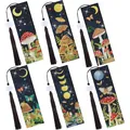 Set di 6 segnalibri 5D fai-da-te con pittura a diamante, motivi a fungo e luna e nappe - Stile 21 (Fasi Lunari e Stelle/Set di 6)