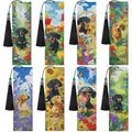Set di 8 segnalibri fai-da-te 5D diamond painting in pelle PU con motivi bassotto - Stile 23 (Bassotto/Set di 8)