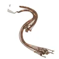 Close-up view of bronze O-link jewelry chains with lobster clasps and extension tails. - Metal Chain / Bronze