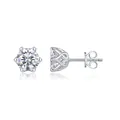 Elegante S925 Sterlingsilber Moissanit Ohrstecker mit einer feinen Sechs-Krallen-Fassung - E13601 0,5 Karat Moissanit