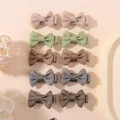 Mini grosgrain ribbon bow hair clip set for girls with assorted solid colors for styling - 10C Style