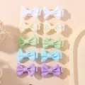 Set of 10 mini grosgrain ribbon bow hair clips in various pastel candy colors for girls - 10E Style