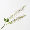 Flores artificiales blancas elegantes estilo Monet para bodas y decoración de jardín - Espuela de caballero de 2 ramas / Blanco