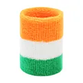 Poignet éponge de sport élastique et absorbant tricolore orange blanc et vert pour sport - Orange Blanc Vert