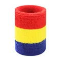 Poignet éponge de sport à rayures rouge jaune et bleu pour l'absorption de la sueur - Rouge Jaune Bleu