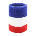 Poignet éponge sport élastique avec rayures bleu blanc rouge pour l'absorption de sueur. - Bleu Blanc Rouge
