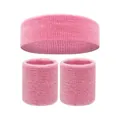 Ensemble de 3 bandeaux de sport rose avec un bandeau et deux bracelets assortis - 2 Poignets Et 1 Bandeau / Rose