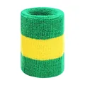 Poignet de sport élastique et absorbant en tissu éponge rayé vert et jaune vif - Vert Jaune