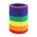 Rainbow striped elastic terry cloth sports wristband for sweat absorption and protection - Rainbow 6 Colors
