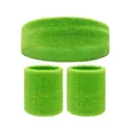 Ensemble de bandeaux de sport vert néon avec un bandeau et deux poignets éponges - 2 Poignets Et 1 Bandeau / Vert Fruit