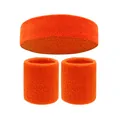 Orange absorbent cotton sweatband set including 1 headband and 2 wristbands for sports - 2 Wristbands And 1 Headband / Orange
