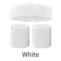 Three-piece white towel athletic sweatband set including one headband and two wristbands - 2 Wristbands And 1 Headband / White