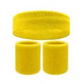 Bright yellow toweling headband and wristband set for sports sweat absorption - 2 Wristbands And 1 Headband / Goose Yellow