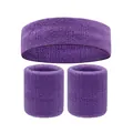 Purple sports sweatband set including one headband and two wristbands - 2 Wristbands And 1 Headband / Light Mauve