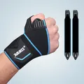Blue adjustable compression wrist brace for weightlifting and various sports activities - Black Mixed Blue / One Set