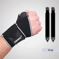 Professional sports wrist guard with gray trim for fitness and weightlifting support. - Black and Grey / One Set