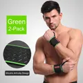 Green adjustable compression wrist wraps for gym fitness and weightlifting support 2-pack - 2-Piece Set / Green