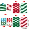 Detailansicht des 24-teiligen Weihnachts-Süßigkeitentüten-Sets mit Größenangaben - Stil S898-A / 24er Set