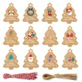 48PCS Christmas Tree Kraft Paper Gift Tags with Red Twine and Natural Jute Cord - S582 Style (Natural Hemp Rope) / 48 Tags + 50 Ropes