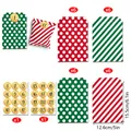 Set mit 24 Weihnachts-Geschenktüten aus Kraftpapier mit roten grünen Punkten - Stil S898-B / 24er Set