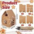 Set di 24 scatole regalo a forma di casa di pan di zenzero con spago e dimensioni. - Stile Fiocco di Neve (DD4046) / Set da 24