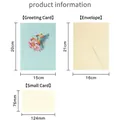 3D pop-up hummingbird flower greeting card with dimensions for card, envelope, and small note - Hummingbird Pop-up Card