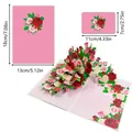 Tarjeta de felicitación rosa 3D con rosas, dimensiones 18x13 cm, para cumpleaños - Rosa (S946) / Sobre incluido