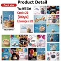 Lot de 20 cartes de vœux d'anniversaire assorties avec enveloppes pour messages - Style Avec Enveloppes (S955) / Pack de 20 Pièces (S955)
