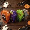 Set of 4 coffin-shaped Halloween gift boxes for candies and treats in various colors - Halloween Coffin Design / Set of 4