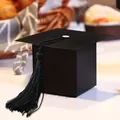 Hochwertige schwarze Geschenkbox als Doktorhut mit einer passenden eleganten Quaste - S685 Stil / Schwarze Box (Schwarze Quaste) Weißer Clip (S685)