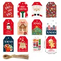48-piece set of festive Christmas gift tags with 12 patterns and jute twine - S586 Style / 48 Pieces/Pack (Including 50 Hemp Ropes)