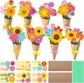 Juego de tarjetas de felicitación ramo de flores de papel DIY con 8 diseños florales - 24 Piezas/Paquete (DD4030)