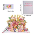 Exquisite 3D pop-up floral birthday greeting card set with detailed size measurements - Birthday 3D Card (S935) / Envelope Included